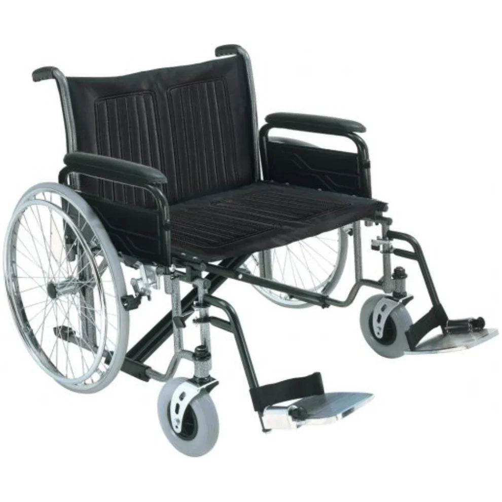 Roma Medical Heavy-Duty Extra-Wide Wheelchair – 26" Wide Bariatric Folding Chair for Users up to 50 Stone