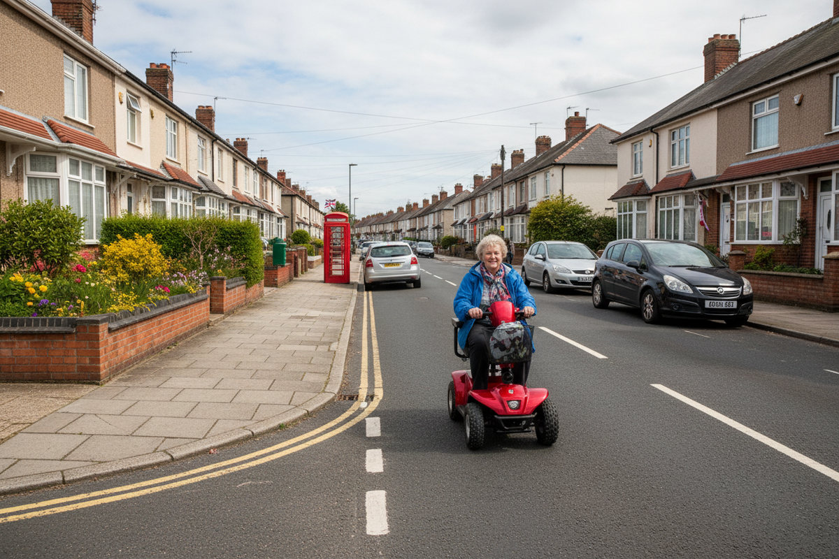 Mobility scooter on the road 