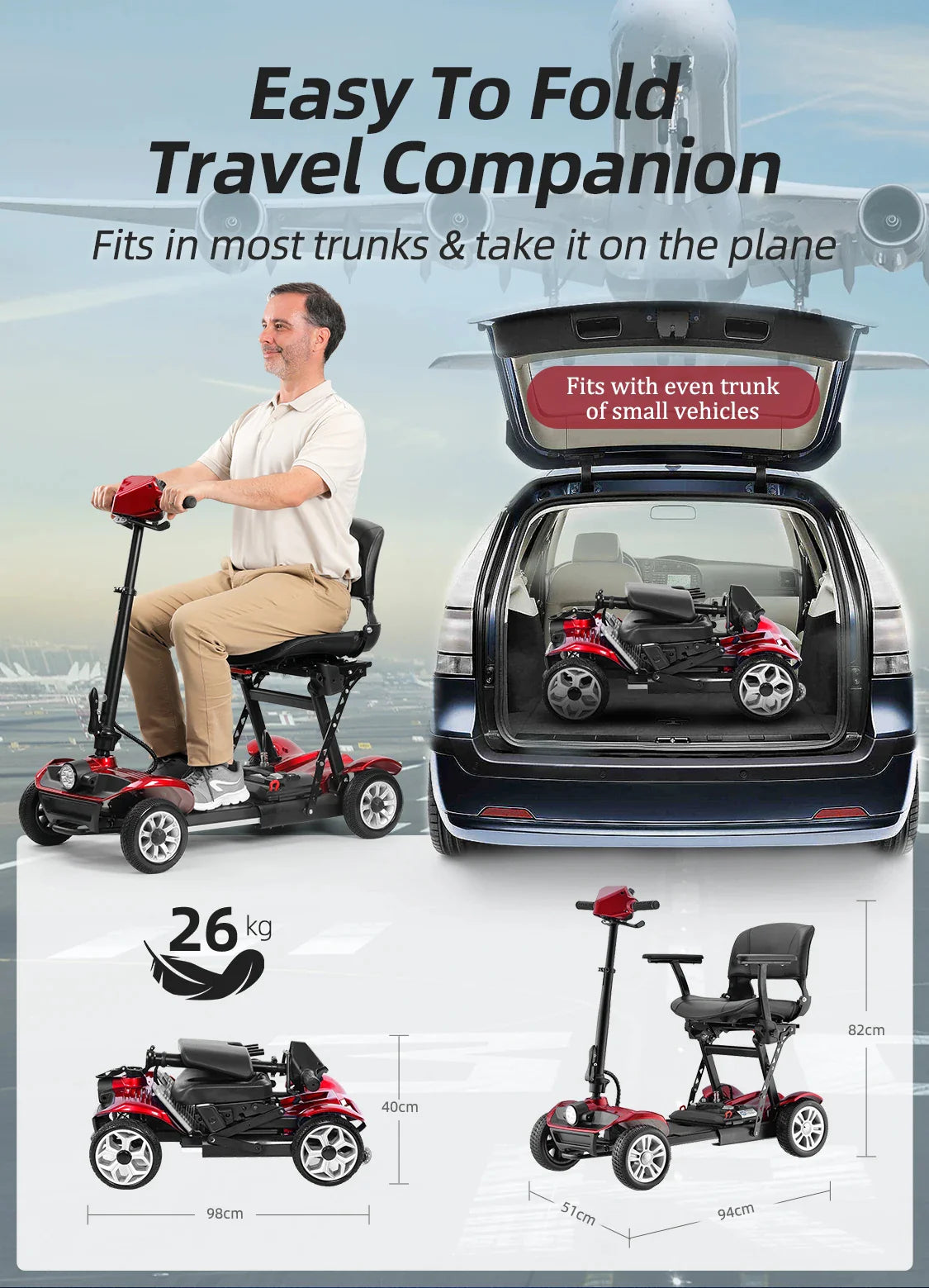 Welzo Auto Fold 1100 – Automatically Folding Electric Mobility Scooter