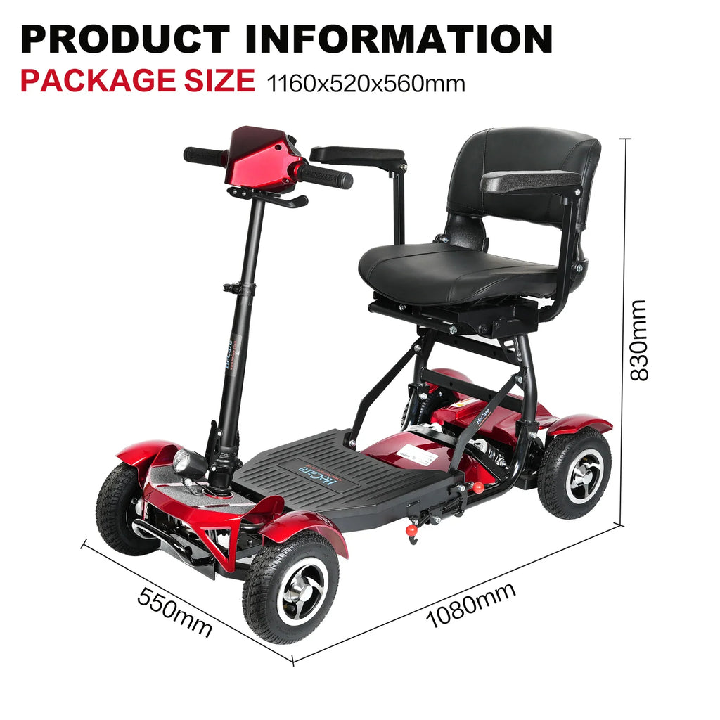 My Mobility Instant Folding Lightweight Portable Mobility Scooter – Manual & Automatic Versions, 24kg, Travel-Friendly, Cushioned Seat