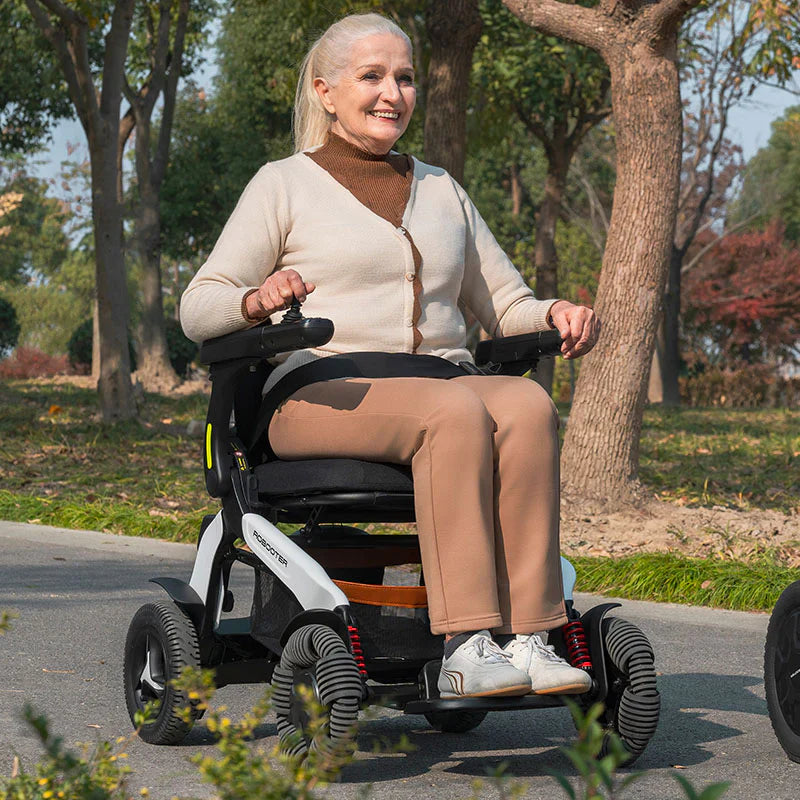 Robooter E60 Folding Powerchair – All-Terrain Omni-Wheel Electric Wheelchair with Long Range