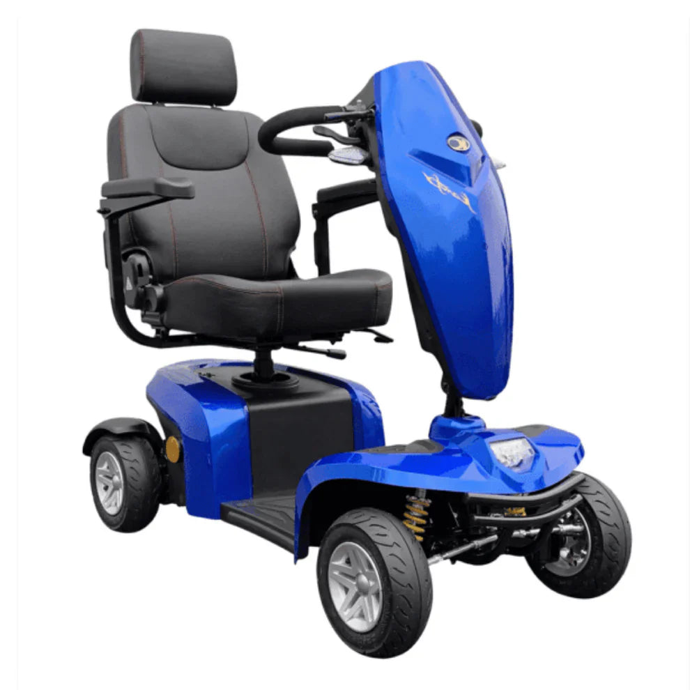 Komfy 4 Mobility Scooter – 4 mph, 25-Mile Range, Luxury Swivel Captain’s Seat & Suspension