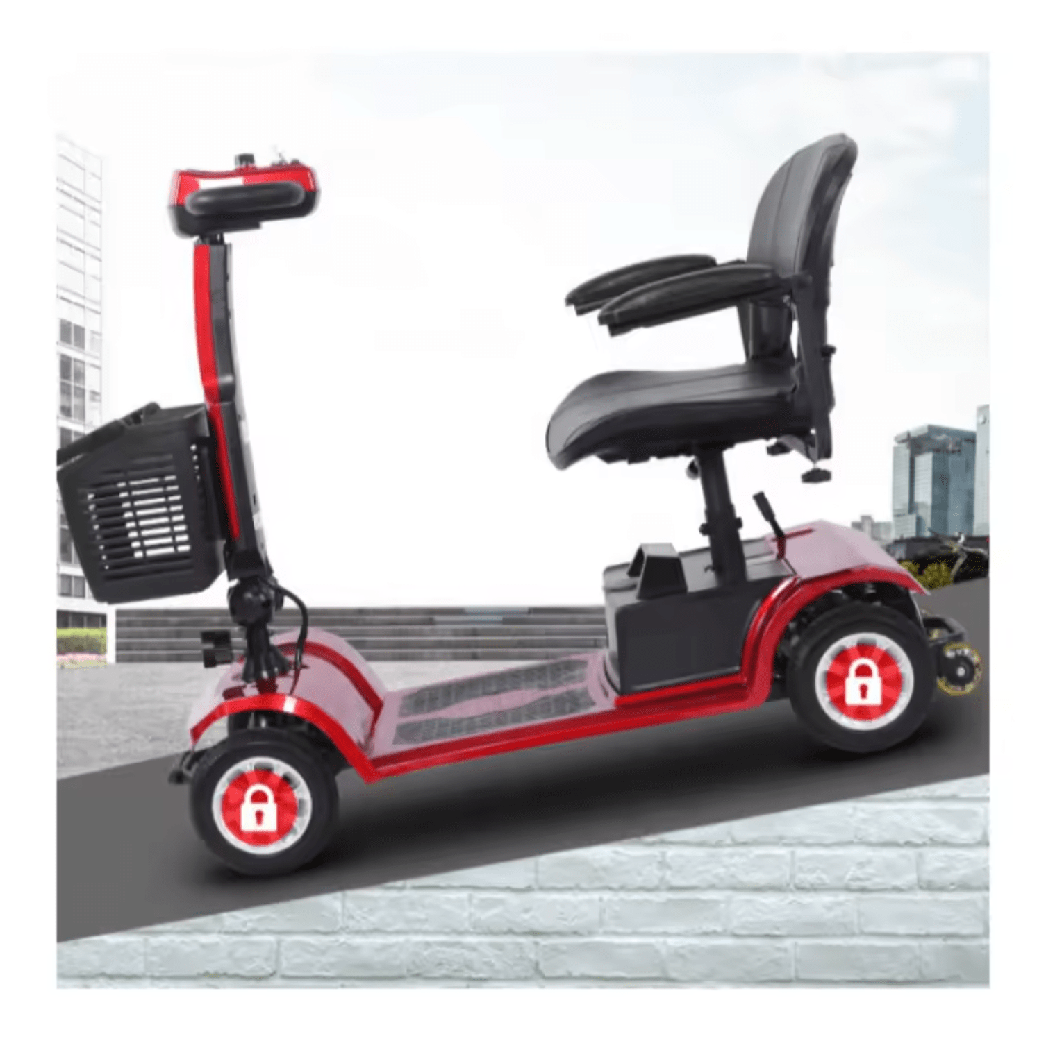UltraLite Compact Mobility Scooter – Lightweight, Foldable, Four-Wheel, Padded Swivel Seat & Anti-Tip Safety