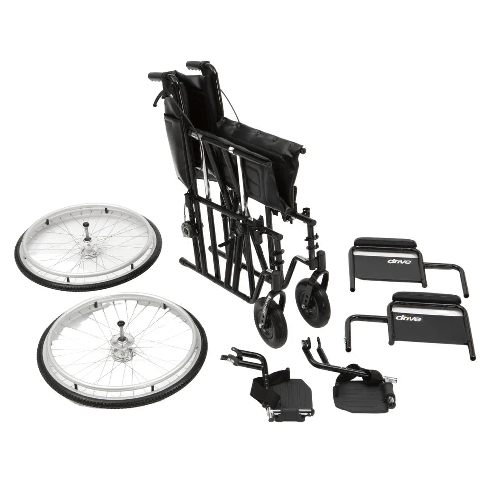 Drive DeVilbiss Sentra EC Bariatric Wheelchair – Extra Wide Heavy-Duty Folding Wheelchair for Users up to 31 Stone, 20"–24" Seat Options