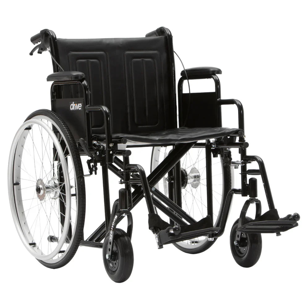 Drive DeVilbiss Sentra EC Bariatric Wheelchair – Extra Wide Heavy-Duty Folding Wheelchair for Users up to 31 Stone, 20"–24" Seat Options