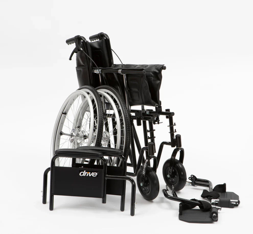 Drive DeVilbiss Sentra EC Bariatric Wheelchair – Extra Wide Heavy-Duty Folding Wheelchair for Users up to 31 Stone, 20"–24" Seat Options
