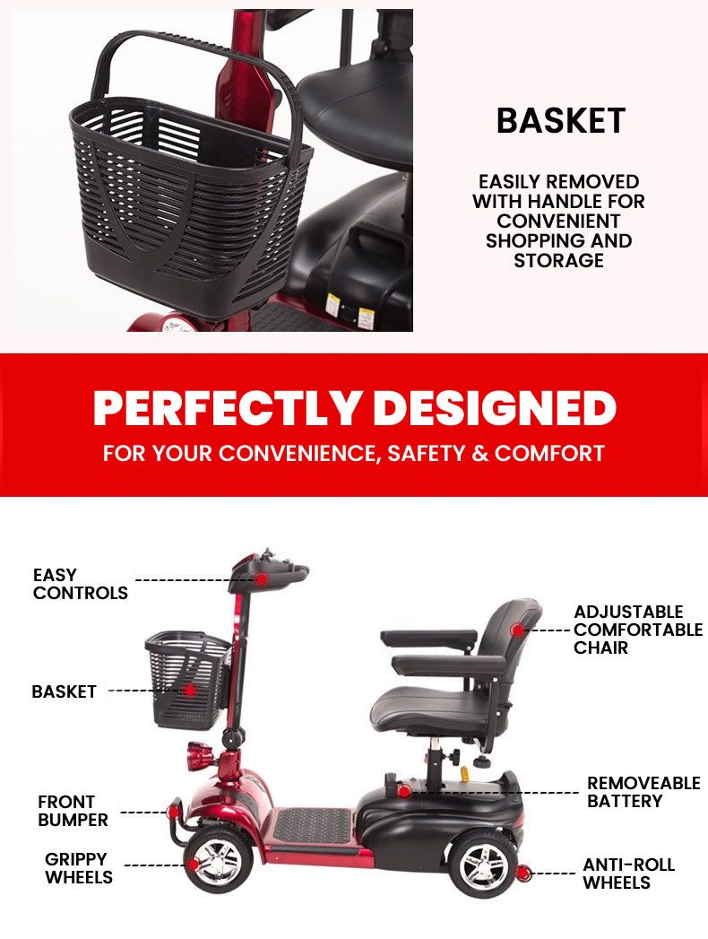 UltraLite Compact Mobility Scooter – Lightweight Foldable 4-Wheel, Swivel Seat, Adjustable Armrests & Anti-Tip Safety