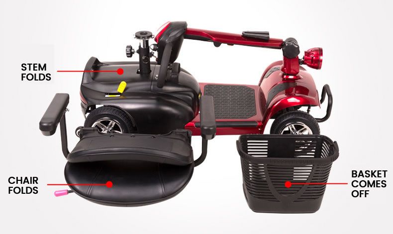 UltraLite Compact Mobility Scooter – Lightweight Foldable 4-Wheel, Swivel Seat, Adjustable Armrests & Anti-Tip Safety
